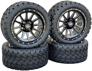 14" Black Milled Golf Cart Wheels &All Terrain Tires 22x10-14, EZGO/Club Car/YMH