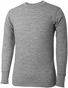 Terramar Men's 2-Layer Merino Wool Long Sleeve Crew, Heather Grey, X-Large