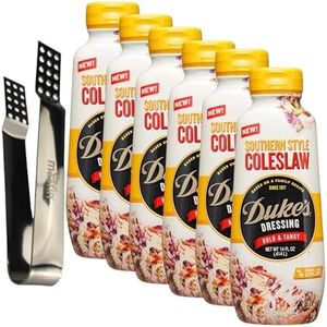 Duke'S Salad Dressing, 14 fl oz - Southern Style Coleslaw Dressing, Includes Moofin Silver SS Tea Bag Squeezer, Creamy Tangy Coleslaw Salad Topper, American South Recipe for BBQs Picnics Pack of 6