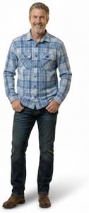 DudeRobe One Second Flannel – Men’s Magnetic Flannel Shirt with Hidden Closures | Soft Throw-On Indoor Shirt for Lounging, WFH, Mornings, Errands & More | Fastest Shirt in The West (Indigo, Medium)