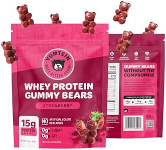 Yumtein Protein Gummy Bears - 15g Complete Protein, 0g Sugar, 0g Fat - Halal Beef Gelatin - Natural Colors - 170 Cal (12-Pack, Strawberry)