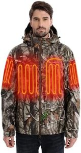 Venustas Men’s Heated Hunting Jacket with Battery, Heat Up to 20HRS, Rechargeable Heated Camo Jacket, Cold Weather Hunting