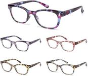 BLS BLUES Reading Glasses for Women/Men Blue Light Blocking, Computer Readers Anti Migraine/Eye Strain Blocker Eyewear 5Packs (Pink Flower/Yellow Flower/Brown Flower/Blue Flower/Green Flower, 3.75)