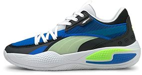 PUMA Men's Court Rider Basketball Shoes (Black (9.5, Future Blue/Green Glare, Numeric_9_Point_5)