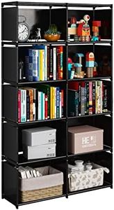 JIUYOTREE Estanterías de Cubos Estantería Modular Librería Abierta con 10 Cubos Adecuado para Estudio, Sala de Estar, Dormitorio, Negro