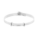 D for Diamond Children's Engravable 925 Sterling Silver, Rhodium Plated, Diamond Bow Christening Bangle, Naming Engraved for Baby Boy, Girl, Kids and Child Jewellery