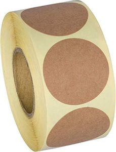 Camp Galaxy 1.5 Inch Natural Brown Kraft Stickers (500 Per Roll) - Round Blank Stickers for Store Owners, Crafts, Organizing, Jar and Canning Labels, Price Tags,