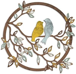 Ferraycle Metal Wall Art Bird on Tree Branch Bird Wall Silhouette Bird Wall Art Decor for Living Room Garden Bedroom Office Home Wall Housewarming Party Decor (Trendy Color)