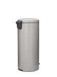 Brabantia NewIcon Pedal Bin 30L, Large Waste Bin for Kitchen, Soft Closing Lid, Light Pedal Operation, Removable Inner Bucket, Non-Slip Base, Soft Grey, Free PerfectFit Rubbish Bags, 29 x 38 x 68 cm