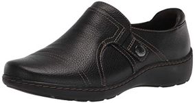 Clarks Women's Cora Poppy Loafer, Black Tumbled, 8.5 Narrow