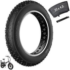 20x4 Fat Bike Tire Replacement, 20x4.0 Inch Electric Bicycle Snow Mountain E-Bike Tires, Folding Ebike Fat Tire Tubes and Tire Levers Compatible Wide Mountain Snow Bike Tires 1PCS