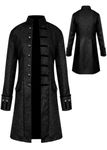 Men's Medieval Steampunk Jacket Vintage Jacquard Tailcoat Gothic Victorian Frock Coat Halloween Cosplay Costume (Black, M)