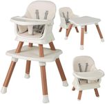 COSTWAY High Chairs for Babies and Toddlers, 6 in 1 Convertible Highchair/Table Chair Set/Building Block Table/Booster Seat/Toddler Chair with Safety Harness, Removable Tray (Beige, 58x58x98cm)