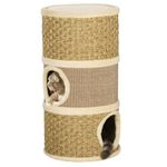 PawHut Cat Condo 3 Story Three Holes with Sisal Seaweed Scratching Cover Surface, Cat Tower for Indoor Cats, 15" x 28", Khaki and Brown