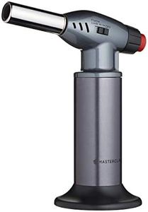 MasterClass Blow Torch, Refillable Chef Blow Torch, Adjustable Anti-flare Flame, Non-Slip Metal Body, Grey/Silver