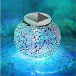 Solar Table Lights, Mothers Day Gifts, Solar Powered Glass Ball Garden Lights Color Changing Waterproof, Solar Led Night Light for Garden Balcony Patio Yard Outdoor/Indoor Decor