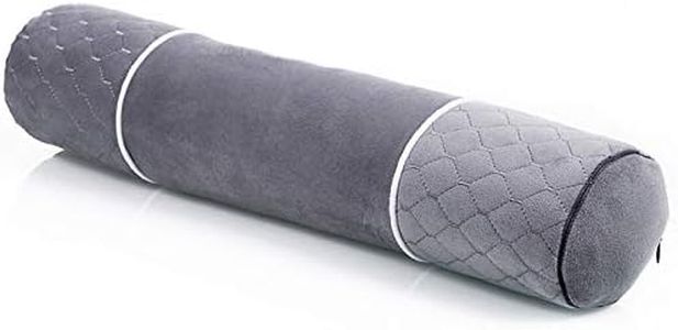 Therapeutic Neck Pain Relief Round Roll Sleeping Pillow Chiropractic Massage Bolster 19" x4" Yoga Cylinderical Cervical Support Pillow With Adjustable Filling,Washable Pillowcase,Firm Back Pillow Grey