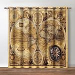 Jekeno World Map Blackout Curtains,