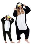 DarkCom Animal Onesie Unisex Adult Pajamas, Flannel One Piece Cosplay Penguin Halloween Costume for Women Men Large