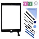 First Choose Black New Glass Touch Screen Digitizer Replacement for iPad Air 2 9.7" 2nd Gen A1566 A1567 and Pre-Installed Adhesive with Repair Tools Kit (Without Home Button,Not Include LCD)