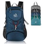 WATERFLY Foldable Travel Backpack Lightweight 20L Hiking Daypack for Outdoor Cycling Camping (Dark Blue)