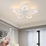 Qcyuui 55W Flush Mount Ceiling Light, Modern Dimmable LED Chandelier, Acrylic White Ceiling Lighting Fixture with Remote Control for Living Room, Bedroom, Dining Room