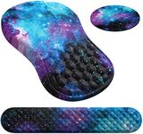 HAOCOO Ergonomic Mouse Pad with Wrist Rest, Keyboard Wrist Rest Pad, 3 PCS Computer Mouse Pad Sets for Desk, Memory Foam Mousepad with Wrist Support for Office Gaming Laptop, Galaxy Purple