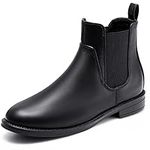 Women's Boots Zip up Chelsea Ankle Booties Side Elastic Low Heel Fashion Casual Boots Black-A Size 9