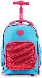 J World New York Kids' Sparkle Rolling Backpack, Sky Blue, One Size, Sparkle Kids Rolling Backpack