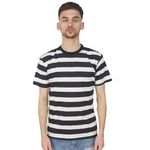 Horizontal Striped Black and White T Shirt Indie Retro Rock T Shirt (Black/White, Large)