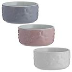 Mason Cash Colour Mix Stoneware Small Pet Bowl, Assorted Colours - Cream, Grey, Pink, 8 cm