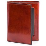 Bosca Men's Old Leather Collection-Trifold Wallet Travel Accessory-Bi-Fold, Cognac, 4" x 3 1/4" x 1/2"