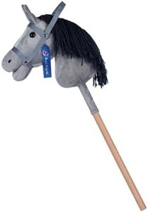 ROCK MY BABY Hobby Horse Plush Stuffed Stick Horse with Award Ribbon for Boys and Girls 3+ Fun Toys for Pretend Play (Gray) CPC Certified