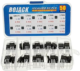 BOJACK 10 Values 50 Pcs LM317 L7805 L7806 L7808 L7809 L7810 L7812 L7815 L7818 L7824 TO-220 Package High Current Positive Voltage Regulator Assortment Kit