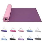 Good Nite Yoga Mat Exercise Mats Workout Pilates Fitness Mat for Women Men Non-Slip Thick 6mm High Density Gymnastics Mats with Carry Strap Tpe 183 x 61 x 0.6cm(Purple/Pink)