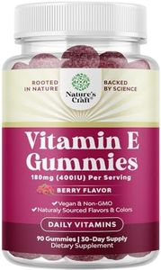 Natures Craft Vitamin E Gummies for Skin Care - High-Potency Vitamin E 400 IU Skin Supplement - Delicious & Easy-to-Take Supplement Promote Health Immune Support & Cellular Protection (1 Month)