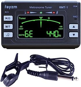 Rayzm accordatore metronomo (accordatore metro) con jack per auricolari da 3,5 mm per strumenti musicali | Accordatore cromatico, accordatura microfono/clip-on/linea in entrata opzionale