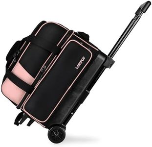 LARIPOP Dual Roller 2-Ball Bowling Bag, Featuring a Separate Large Shoe Compartment Capable of Accommodating Bowling Shoes, a 3-Section Telescopic Handle that Extends Up to 40" Designed for Travel.