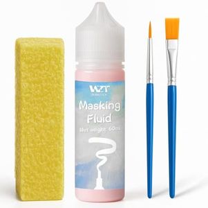 WAN2TLK Masking Fluid for Watercolor Painting 60ml Red with a Paintbrush and Eraser - Art Masking Fluid Pen Watercolor Medium Art Supplies for Artists