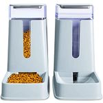 Automatic Pet Feeder Small&Medium Pets Automatic Food Feeder and Waterer Set 3.8L, Travel Supply Feeder and Water Dispenser for Dogs Cats Pets Animals (light gray)