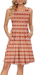 AUSELILY Women Summer Casual T Shirt Dresses Beach Cover up Women Tank Dress(M, Colored Geometric)