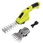 GIGAWATTS 2 in 1 Cordless Grass and Plant Cutter with 3.6V 1300mAh Rechargeable Battery 1000 RPM Handheld Shear Hedge Trimmer Trees Branches Scissors Gardening Tools for Lawn & Garden