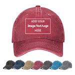 Custom Baseball Cap Customized Hats for Men Women Personalized Design Your Own Text Photo Name Trucker Hat Adjustable Caps, Red, One Size