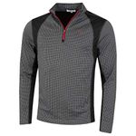 Calvin Klein Mens Micro Grid Half Zip Mid Layer - Slate/Red - M