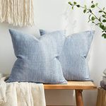 MIULEE Pack of 2 Decorative Burlap Linen Throw Pillow Covers Modern Farmhouse Pillowcase Rustic Woven Textured Cushion Cover for Sofa Couch Bed 18x18 Inch Light Blue