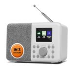 MangoKit MD3 DAB Radio Portable,DAB+ Digital Radio with Bluetooth,FM Radio,Kitchen DAB Radio Mains and Battery, Color Display,40 Preset Stations,Alarms&Clock&Snooze Timer,Headphone Port-Stone Grey