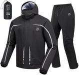 RIDEIRON Rain Suit, Rain Gear for Men & Women Waterproof Jacket and Pants Breathable Reflective Raincoat for Motorcycle, Fishing, Golf, Hunting, Camping L