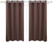 Deconovo Window Office Heavy Microfiber Thermal Curtains with Triple-Pass Coating Back Layer Grommet Top Blackout Panels, 52W x 63L Inch, Brown