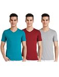 Amazon Brand - Symbol Men's Solid Cotton T Shirt | Plain | V Neck | Half Sleeve - Regular Fit | Combo Pack of 3 (Available in Plus Size) (Grey Melange, Sundried Tomato, Fanfare_S )