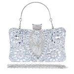 COAIMANEY Womens Sparkly Rhinestone Sequin Glitter bag Clutch Evening Handbag Shoulder Bags Purse for Wedding Party Prom, #2211-silver